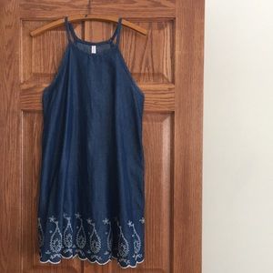 Denim high neck dress